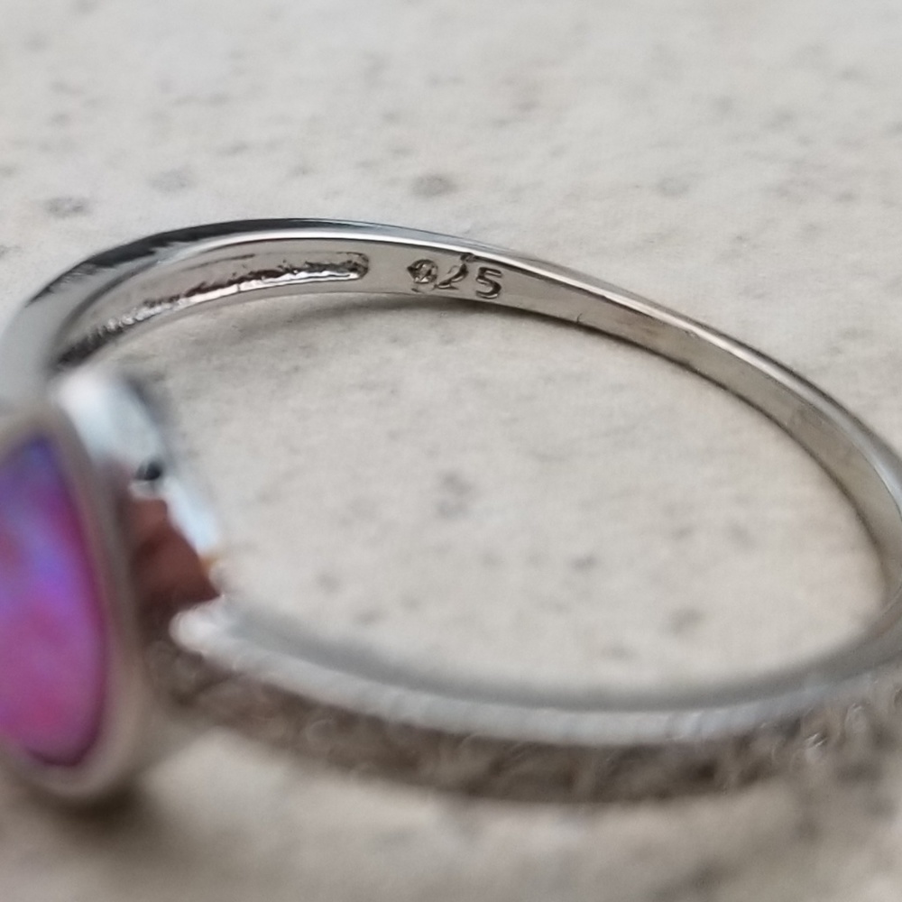 18k Over Sterling Pink Opal Ring - Picture 5 of 8